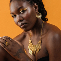 Колье &laquo;Ажурные перья&raquo;, цвет чернёное золото, 42 см