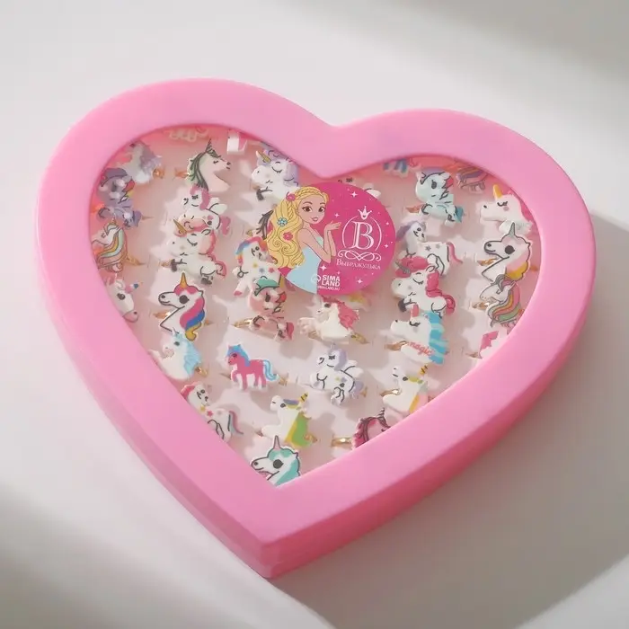 Кольцо детское &laquo;Выбражулька&raquo; единороги, форма МИКС, цветное, безразмерное