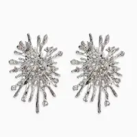 Серьги "Феерверк", цвет белый в серебре