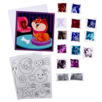 Аппликация пайетками для детей и раскраска - наклейки &laquo;Улыбки&raquo;, набор для творчества