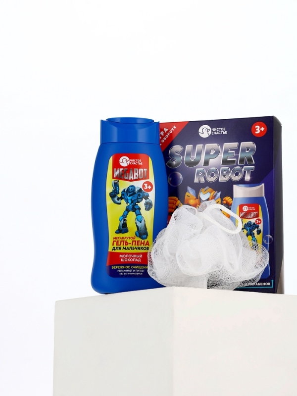 Набор детский "SUPER ROBOT", гель-пена 250 мл, мочалка 25 гр