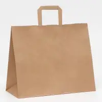 Пакет бумажный крафт 90 г/м&sup2;, плоская ручка, 35 х 15 х 29 см