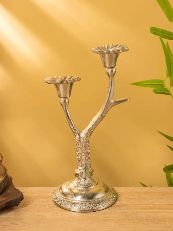 Подсвечник на 2 свечи &laquo;Дуэт&raquo;, 12&times;15&times;29 см, алюминий