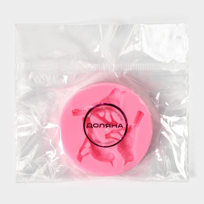 Молд Доляна &laquo;Три птицы&raquo;, силикон, 6,5&times;1,1 см, цвет розовый