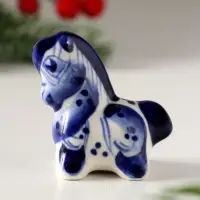 Сувенир Конь Красавец,5х4,5х3см, гжель