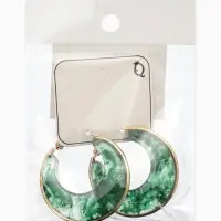 Серьги-кольца акрил "Тренд", цвет изумрудный в золоте