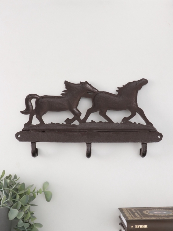 Крючки декоративные чугун "Двойка коней" 30х4х18 см