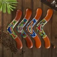 Сувенир "Бумеранг с точечной росписью" коричневый 40х7х1 см МИКС