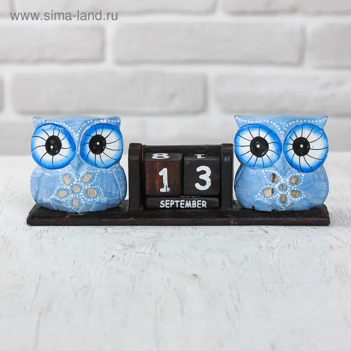 Деревянный календарь "Совы" МИКС 20х5х7 см