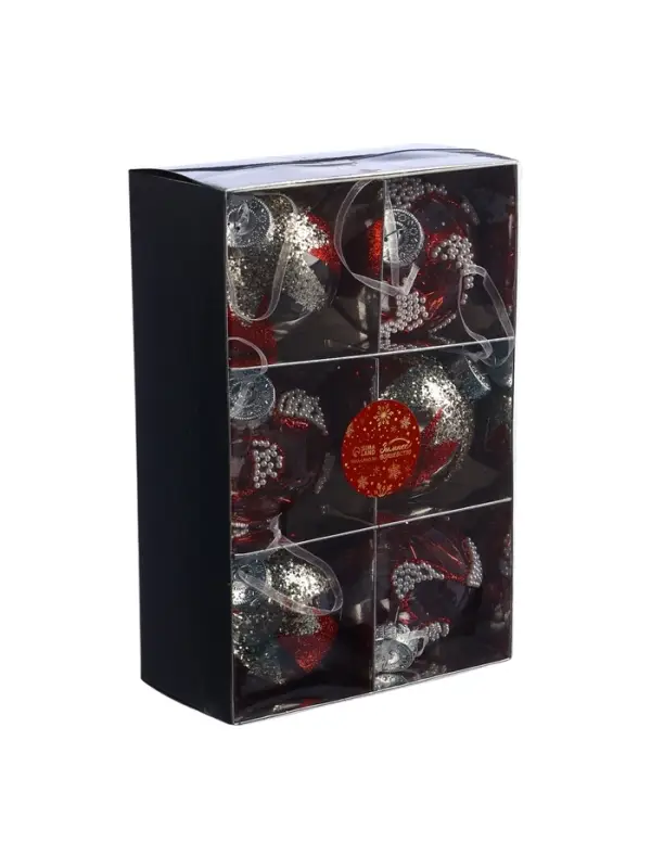 Набор шаров пластик d-8 см, 6 шт "Мелвин" красно-белый