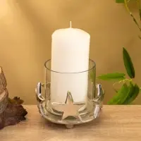 Подсвечник со стеклом"Созвездие" алюминий 11х11х12 см