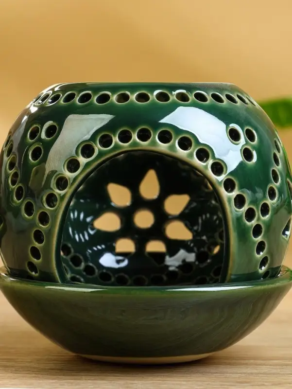 Аромалампа "Магнолия" керамика, цв. зелёный, 10х10х9 см