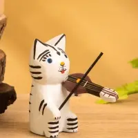 Сувенир &laquo;Кот скрипач&raquo;, 3.5&times;8&times;8 см, дерево, белый