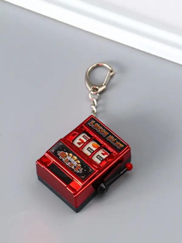 Брелок пластик "Игровой автомат - казино" красный 2,7х3,4х5 см