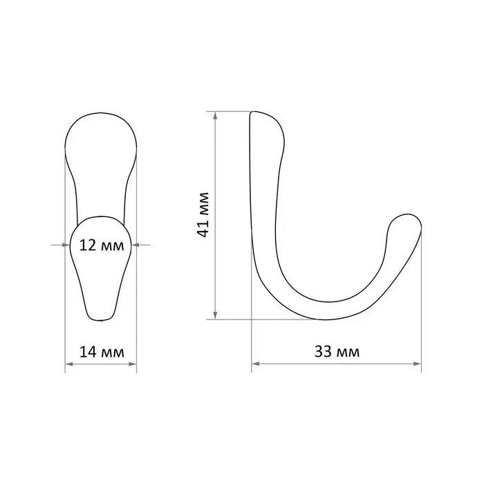 Крючок мебельный ТУНДРА TKO020, однорожковый, бронза, 50 шт