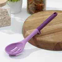 Ложка кулинарная с прорезями Доляна &laquo;Мегара&raquo;, 29 см, цвет фиолетовый