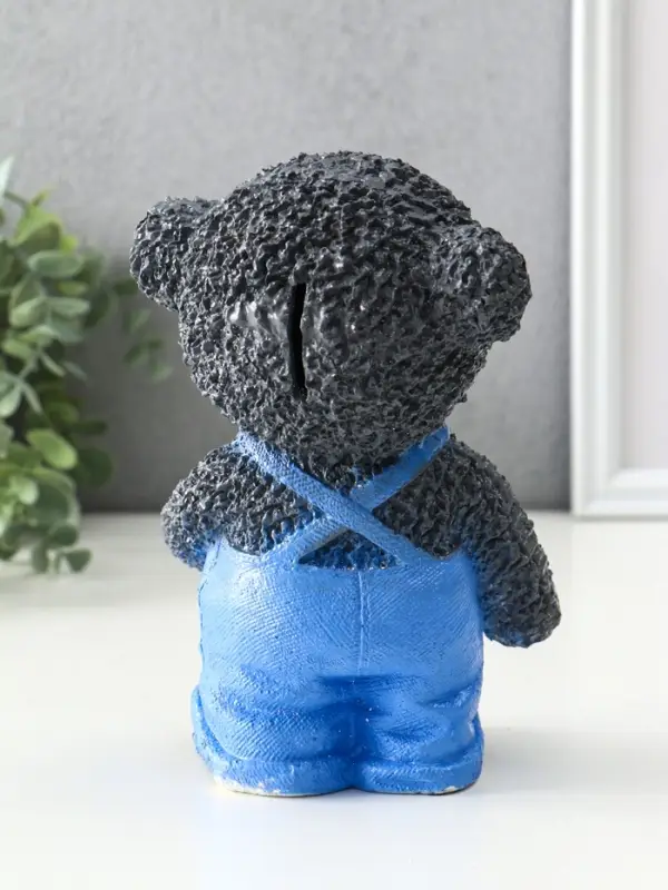 Копилка "Мишка в джинсах" серый, 19,5х13х11 см