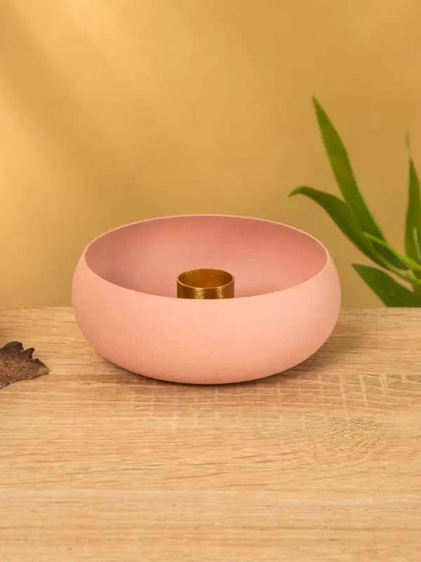 Подсвечник на 1 свечу на магнитах "Пудровый" 11х11х4 см