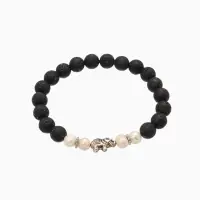 Браслет "Слоник" жемчуг, лава, длина 18 см