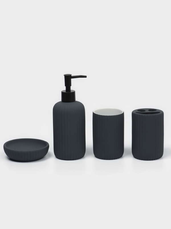 Набор для ванной "Лайн" 4 предмета (дозатор для мыла, стакан, 2 стакана,  мыльница)