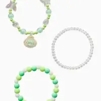 Браслет детский &laquo;Выбражулька&raquo;, 3 шт. набор, жемчужина желаний, зеленый