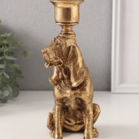 Подсвечник полистоун на 1 свечу "Бладхаунд" золото 11х8х19,5 см