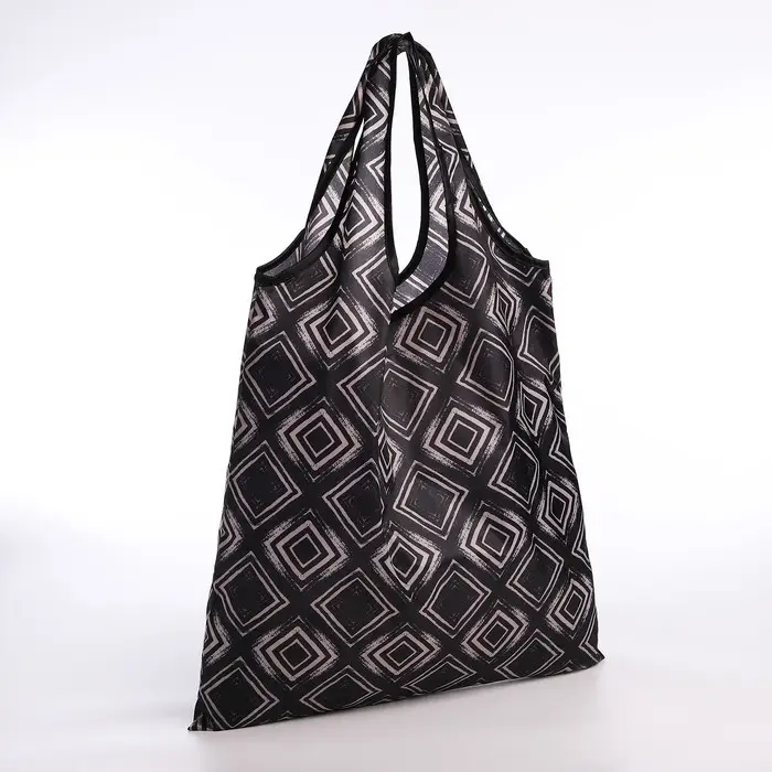 Сумка хозяйственная без застёжки, складная, цвет чёрный