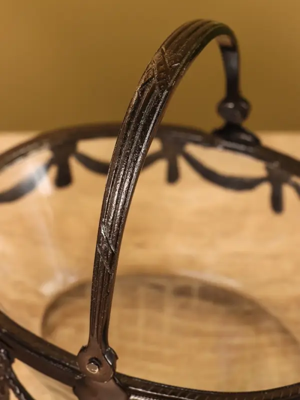 Стеклянная ваза с ручкой &laquo;Богемия&raquo;, 14.5&times;13.5&times;11.5 см, стекло, латунь