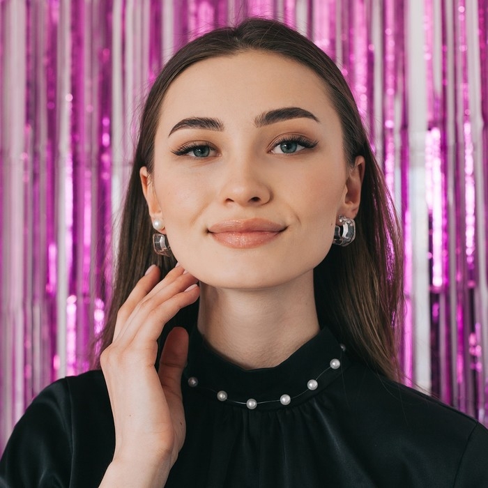 Бусы на леске &laquo;Жемчуг&raquo; шар №8, цвет белый в серебре, 30 см