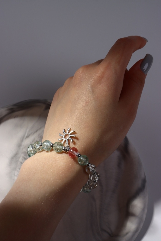 Браслет &laquo;Радость&raquo; солнце, цвет бело-голубой в серебре, d=7