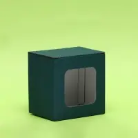 Коробка под кружку, с окном, изумрудная 12 х 9,5 х 12 см
