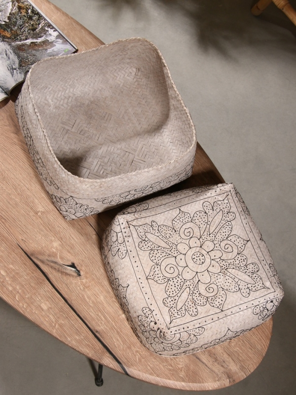 Корзинка плетеная "Бонтанг" бамбук 30х30х18,5 см, светлая