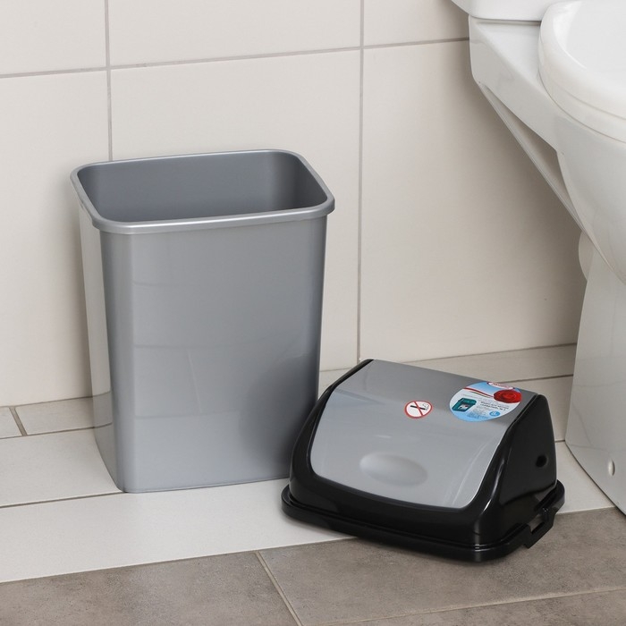 Контейнер для мусора &laquo;Камелия&raquo;, 8 л, цвет серебристый перламутр/чёрный