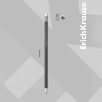 Карандаш чернографитный с ластиком Erich Krause &laquo;Jet Black 101&raquo;, HB, грифель d=2.2 мм, дерево, шестигранный в тубусе, чёрный корпус