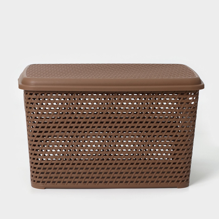 Ящик для хранения с крышкой &laquo;Ротанг&raquo;, 23 л, 45&times;30&times;26,5 см, цвет коричневый