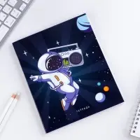 Тетрадь в клетку, 48 л., А5, на скрепке, блок №1 &laquo;Космос&raquo; МИКС