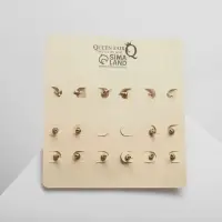 Серьги набор 8 пар &laquo;Ночь&raquo; кольца, цвет чёрно-белый в золоте, d=4