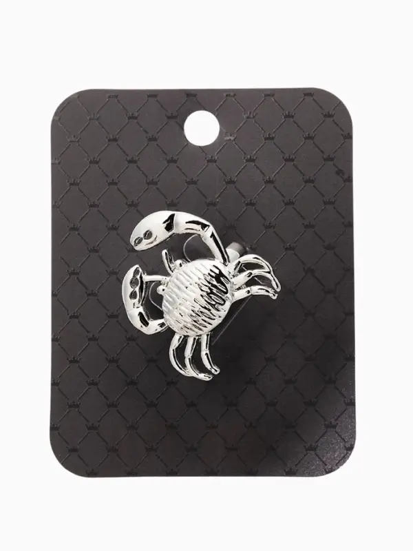 Кольцо "Краб", безразмерное, цвет серебро