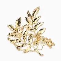 Брошь "Ветка Рябины", цвет красно-зелёный в золоте