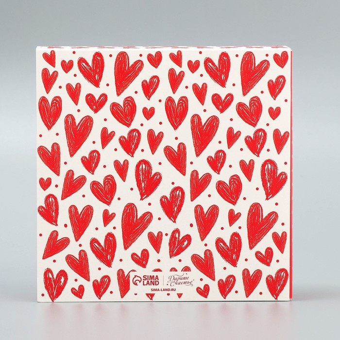 Коробка для конфет, кондитерская упаковка, 9 ячеек, &laquo;Я люблю тебя&raquo;, сердечки, 14.5 х 14.5 х 3.5 см
