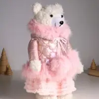 Кукла интерьерная "Медведица в розовом пуховике" раздвижная 37-65 см 23х16х37 см