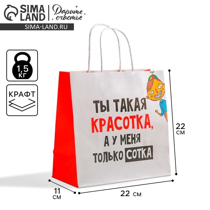 Пакет подарочный, упаковка, &laquo;Красотка&raquo;, 22 х 22 х 11 см