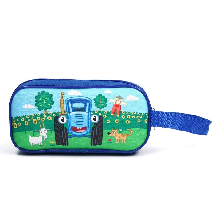 Сумка детская на молнии 22&times;11&times;1,5 см , Синий трактор