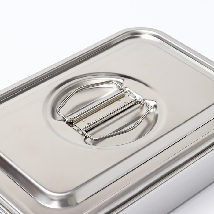 Контейнер для еды из нержавеющей стали 2 секции, 23&times;15,5&times;7, с крышкой