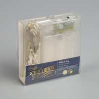 Гирлянда &laquo;Нить&raquo; 5 м роса, IP20, серебристая нить, 50 LED, 2 режима, батарейки AAх3 (нет в комплекте), свечение тёплое белое / мульти