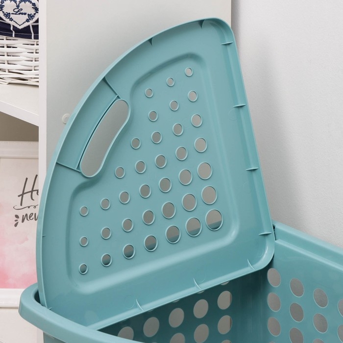 Корзина для белья угловая с крышкой &laquo;Молетта&raquo;, 45 л, 40&times;51&times;53 см, цвет бирюзовый