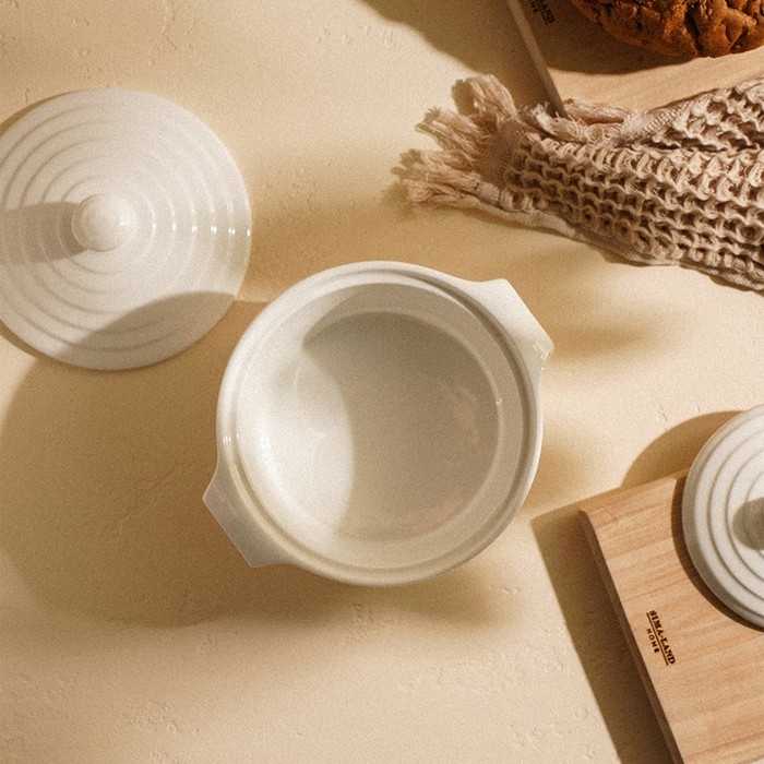 Кастрюля из жаропрочной керамики SL Home &laquo;Санторини&raquo;, 750 мл, 19&times;16&times;7,5 см, цвет белый