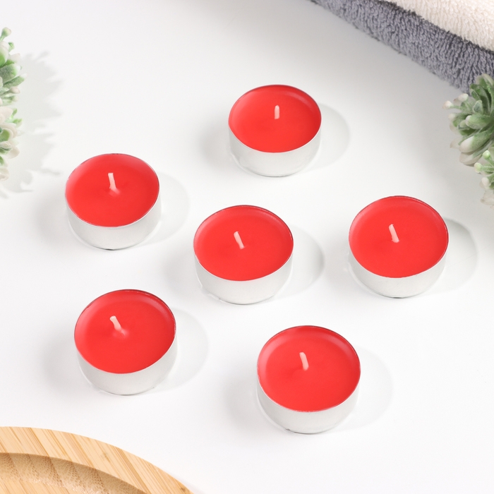 Набор чайных свечей ароматических "Клубника", 3,8х1,6 см, 3,5 ч, 12 г, 6 штук