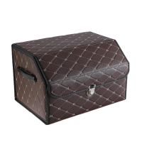 Органайзер кофр в багажник автомобиля HT-097, саквояж 48&times;32&times;30 см, коричневый, экокожа