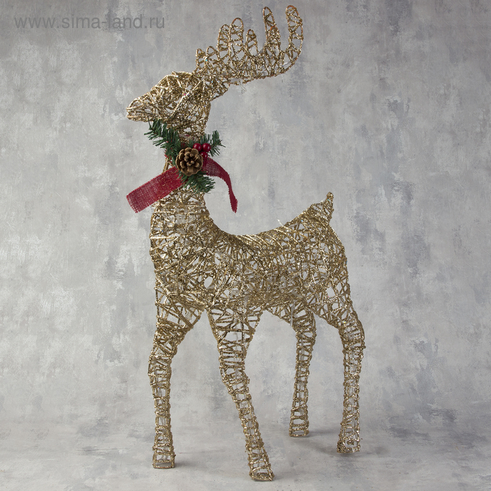 Светодиодная фигура &laquo;Олень золотистый&raquo; 50 &times; 85 &times; 18 см, металл, 220 В, свечение тёплое белое